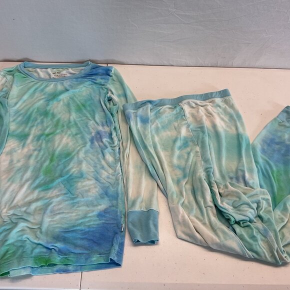 Little Sleepies Blue tie dye Soft Bamboo 2pc Pajama Set Boy Girl 12‎ 14 - Picture 1 of 5